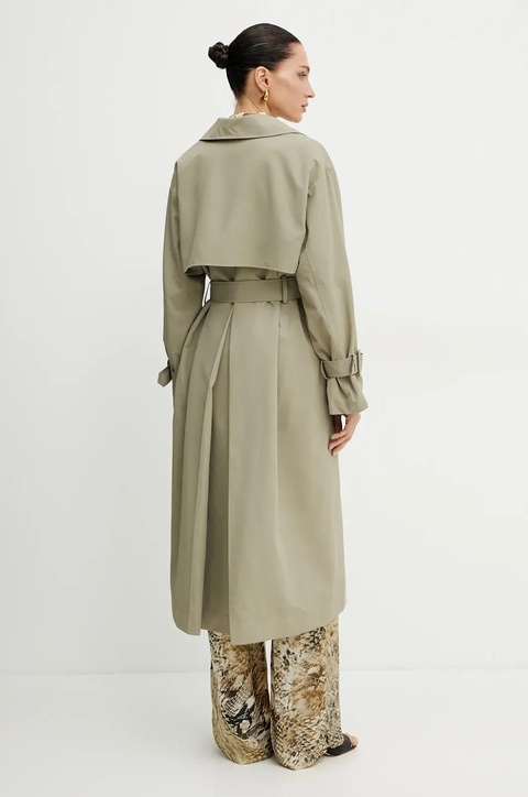 Guess trencz AMIRA damski kolor zielony przejściowy oversize W5GL33 WHAE2 - zdjęcie produktu nr 2