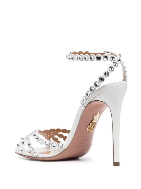 Aquazzura Tequila crystal-embellished 115mm sandals - White - zdjęcie produktu nr 2