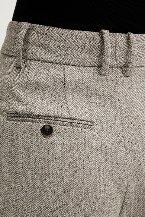 Pedro del Hierro spodnie damskie kolor beżowy szerokie high waist 7602530 - zdjęcie produktu nr 1