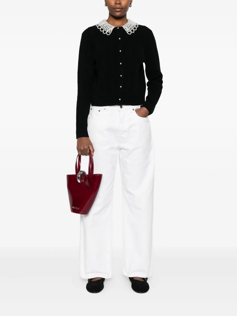 Maje faux-pearl-embellished cable-knit cardigan - Black - zdjęcie produktu nr 1