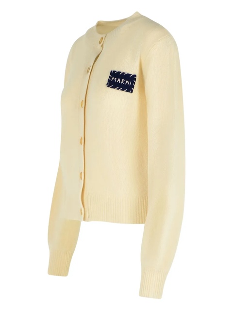 Marni logo-patch ribbed cardigan - Neutrals - zdjęcie produktu nr 2