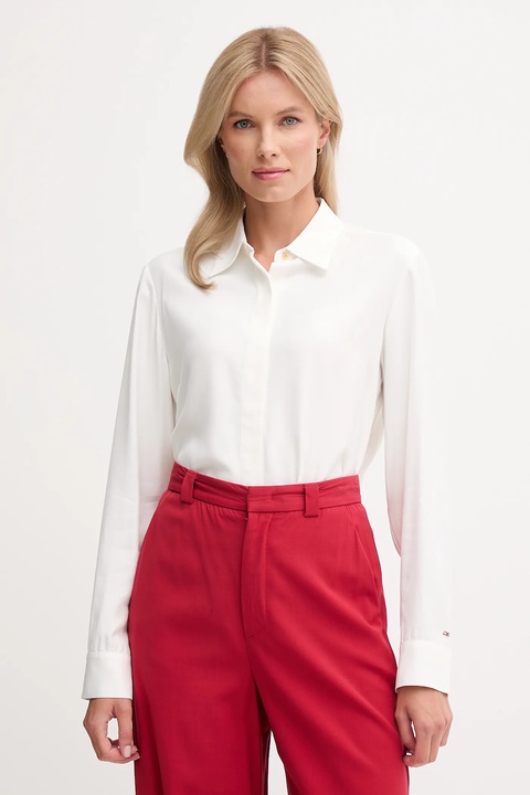 Tommy Hilfiger koszula damska kolor biały regular z kołnierzykiem klasycznym WW0WW46597 - zdjęcie produktu nr 1