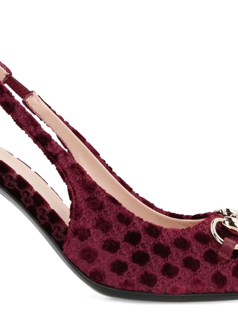 Gucci 85mm GG velvet slingback pumps - Red - zdjęcie produktu nr 2