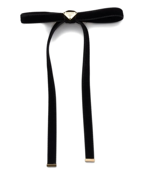 Prada logo velvet hair clip - Black - zdjęcie produktu nr 2