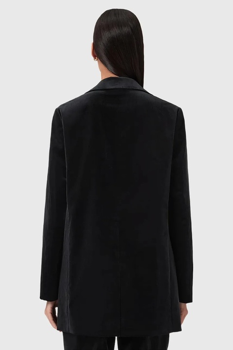 AllSaints marynarka welurowa kolor czarny jednorzędowa gładka W064QD - zdjęcie produktu nr 1