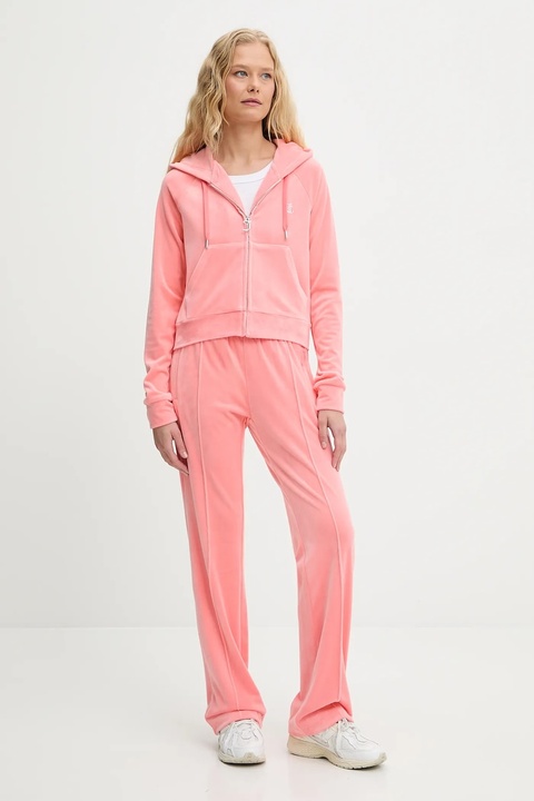 Juicy Couture bluza damska kolor pomarańczowy z kapturem z aplikacją JCWA122001 - zdjęcie produktu nr 2