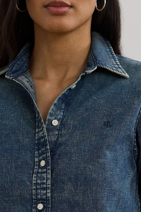 Lauren Ralph Lauren koszula jeansowa damska kolor niebieski regular z kołnierzykiem klasycznym 200971084 - zdjęcie produktu nr 2