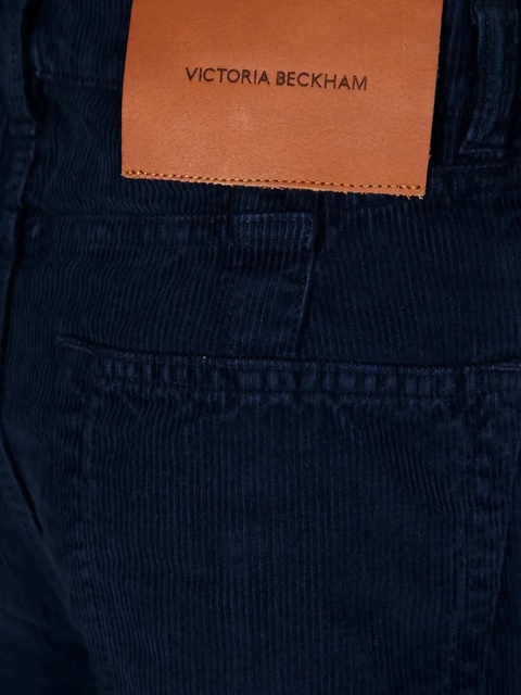 Victoria Beckham corduroy-effect logo-patch jeans - Blue - zdjęcie produktu nr 1