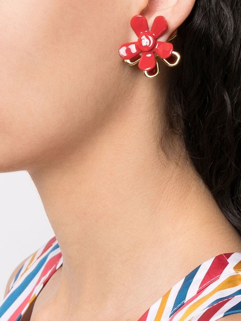 Marni floral appliqué stud earrings - Red - zdjęcie produktu nr 2