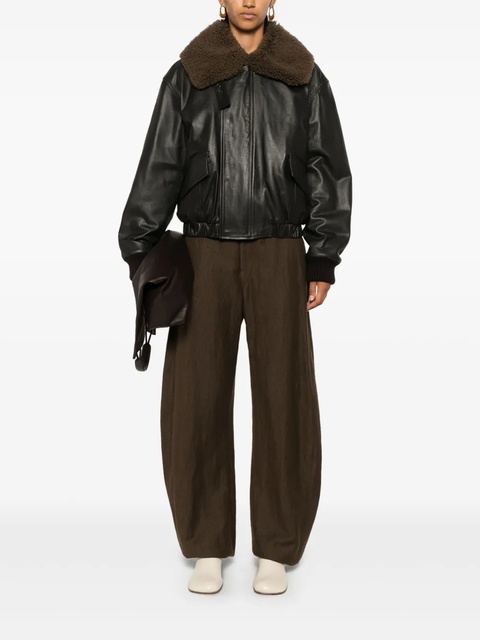 LEMAIRE shearling collar leather jacket - Brown - zdjęcie produktu nr 1