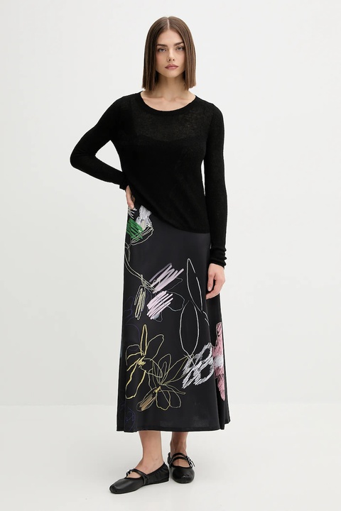 Desigual sukienka KALA kolor czarny midi rozkloszowana 25WWVK25 - zdjęcie produktu nr 1