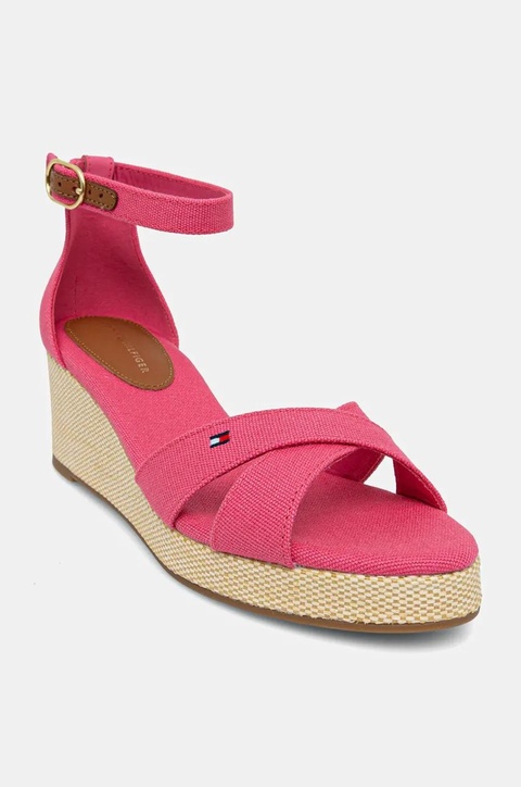 Tommy Hilfiger sandały FLAG CRISS-CROS MID WEDGE ESPAD kolor różowy FW0FW08481 - zdjęcie produktu nr 1
