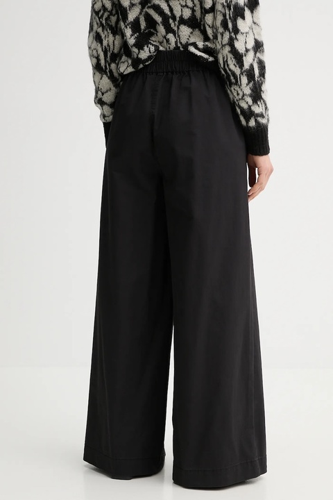 United Colors of Benetton spodnie bawełniane damskie kolor czarny szerokie high waist 4PAXDF0A4 - zdjęcie produktu nr 2