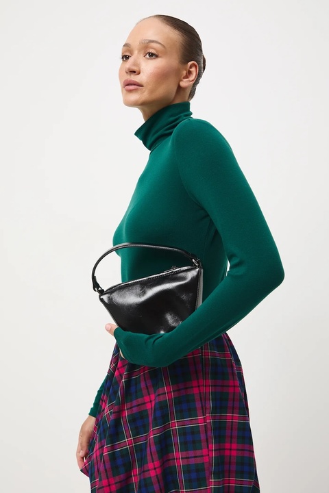 Medicine longsleeve z wełną kolor zielony z golfem - zdjęcie produktu nr 1