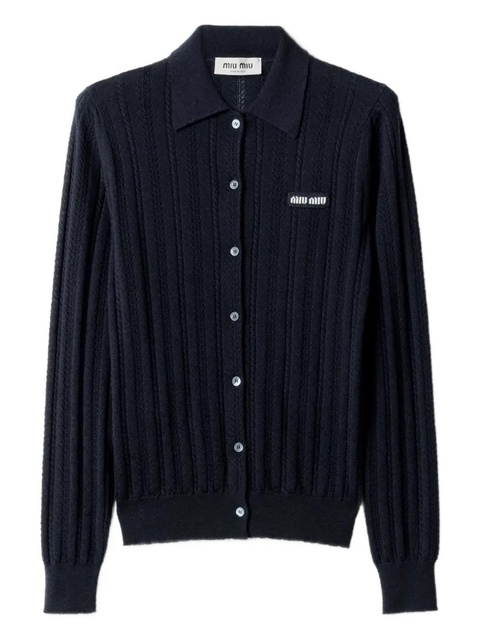 Miu Miu openwork-knit cardigan - Blue - zdjęcie produktu nr 1