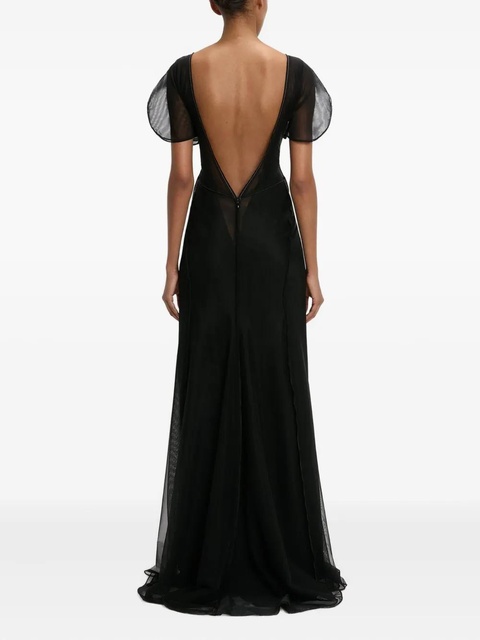 Victoria Beckham sheer-overlay dress - Black - zdjęcie produktu nr 2