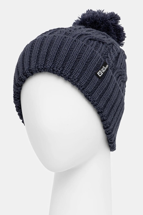 Jack Wolfskin czapka Pompom kolor niebieski wełniana 1905092 - zdjęcie produktu nr 2