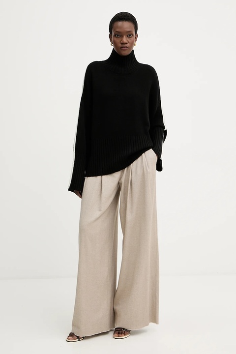 Pinko sweter wełniany damski kolor czarny lekki z golfem 105396 A2PL - zdjęcie produktu nr 2