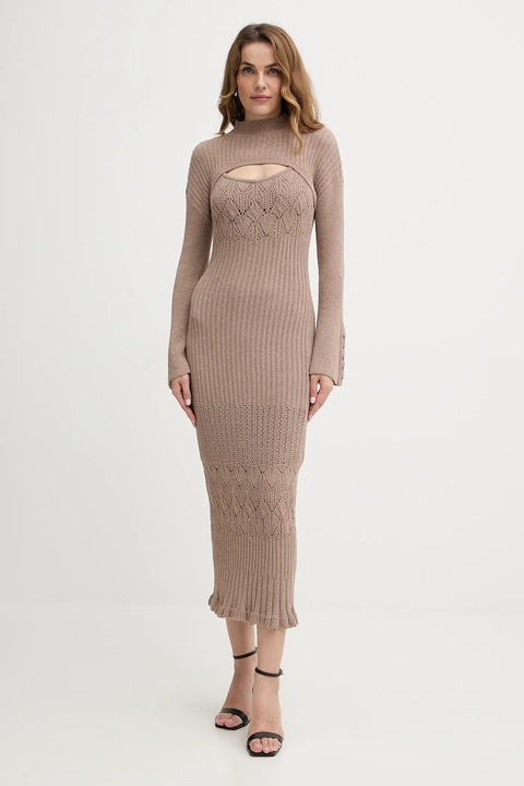 Guess sukienka SHINJU kolor beżowy maxi dopasowana W5BK91 Z4060 - zdjęcie produktu nr 1