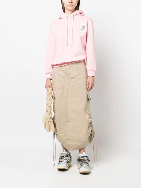 Lanvin rabbit-embroidered drawstring hoodie - Pink - zdjęcie produktu nr 1