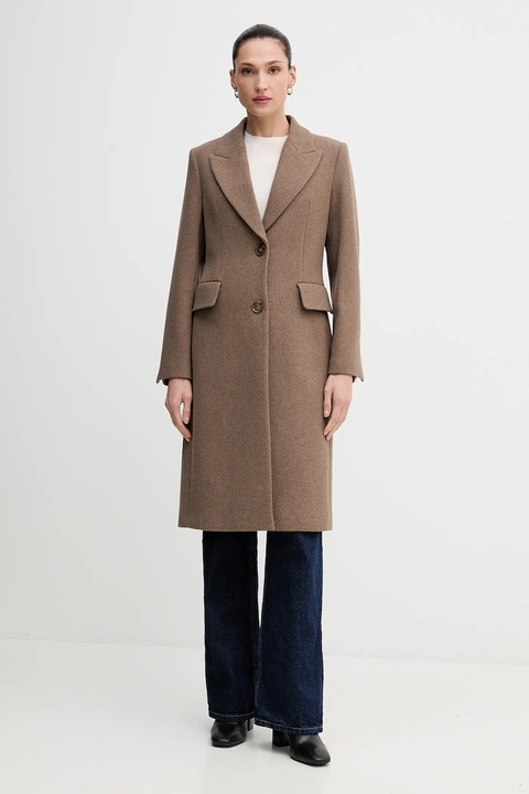 Sisley płaszcz wełniany kolor brązowy przejściowy 2JJYLN04Z - zdjęcie produktu nr 2