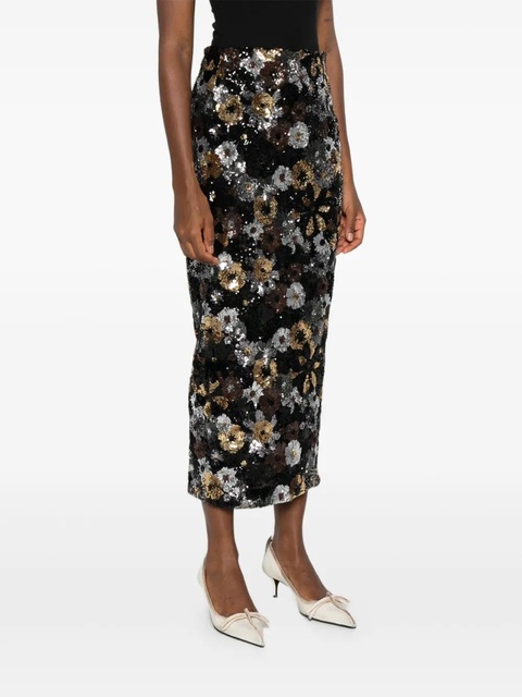 Max Mara floral-embellished midi skirt - Black - zdjęcie produktu nr 2