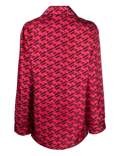 Versace logo-print silk pyjama top - Red - zdjęcie produktu nr 2