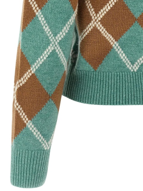 Guest In Residence argyle-pattern wool-cashmere polo shirt - Blue - zdjęcie produktu nr 2