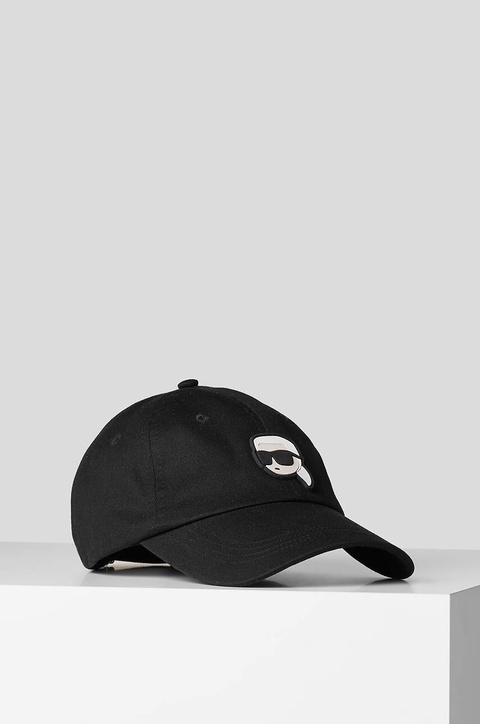 Karl Lagerfeld czapka z daszkiem bawełniana kolor czarny z aplikacją - zdjęcie produktu nr 1