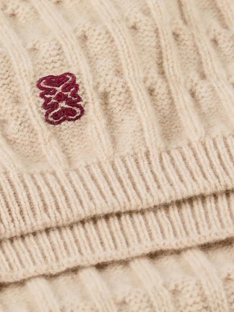 SANDRO cable-knit embroidered scarf - Neutrals - zdjęcie produktu nr 2