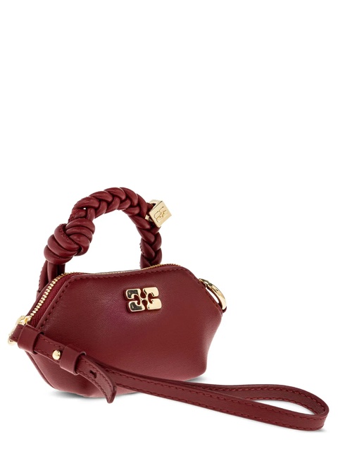 GANNI braided-handle leather tote bag - Red - zdjęcie produktu nr 1