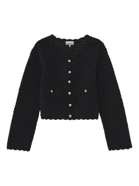 GANNI button-fastening pocket cardigan - Black - zdjęcie produktu nr 1