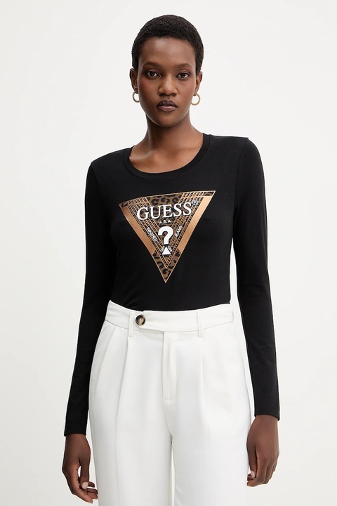 Guess longsleeve LEO damskie kolor czarny W5BI75 J1314 - zdjęcie produktu nr 1