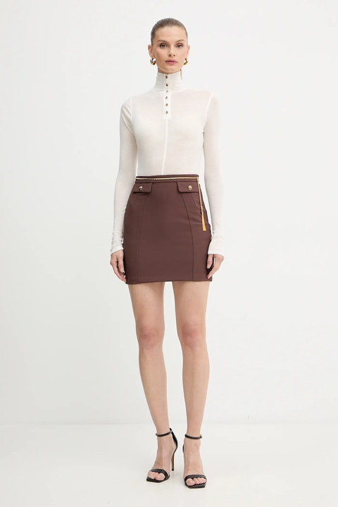 Elisabetta Franchi spódnica kolor brązowy mini prosta GO14857E2 - zdjęcie produktu nr 2