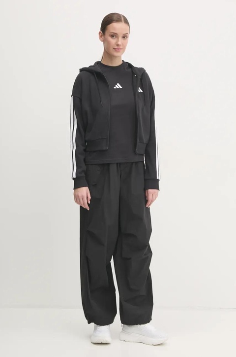 adidas bluza Essentials damska kolor czarny z kapturem z aplikacją JE0052 - zdjęcie produktu nr 2