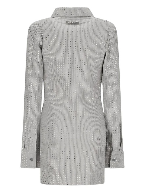 The Attico crystal-embellished collared mini dress - Grey - zdjęcie produktu nr 2