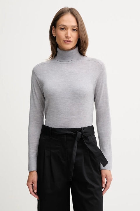 United Colors of Benetton sweter wełniany damski kolor szary lekki z golfem 11AHD203Y - zdjęcie produktu nr 1