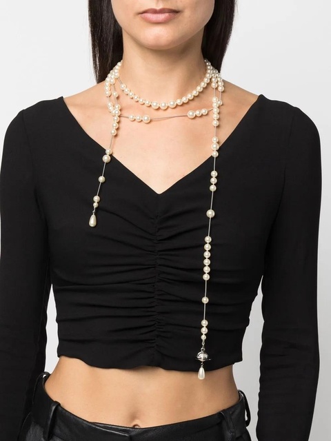Vivienne Westwood pearl-embellished wraparound necklace - White - zdjęcie produktu nr 1