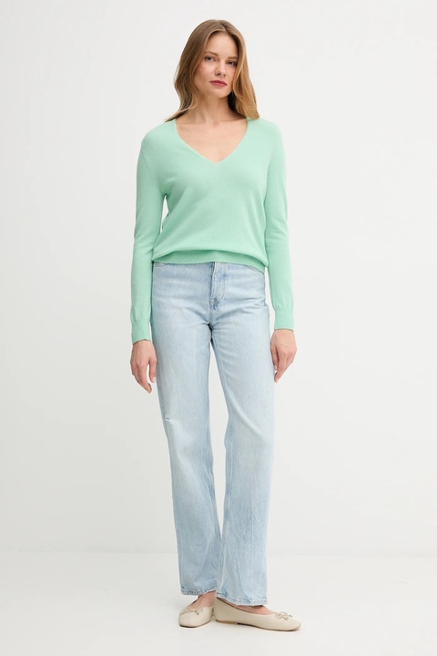 United Colors of Benetton sweter wełniany damski kolor zielony lekki 1002D401Y - zdjęcie produktu nr 2