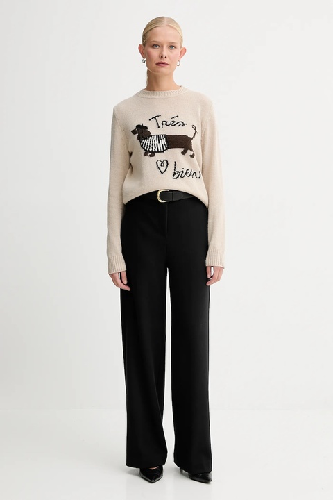 Weekend Max Mara spodnie ZELOTA damskie kolor czarny szerokie high waist 2525786012600 - zdjęcie produktu nr 2