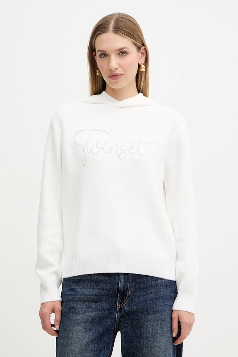 Twinset sweter z domieszką wełny damska kolor biały 252LL3EAA - zdjęcie produktu nr 1