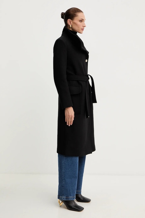 Morgan płaszcz z dodatkiem wełny kolor czarny GALOUA - zdjęcie produktu nr 2
