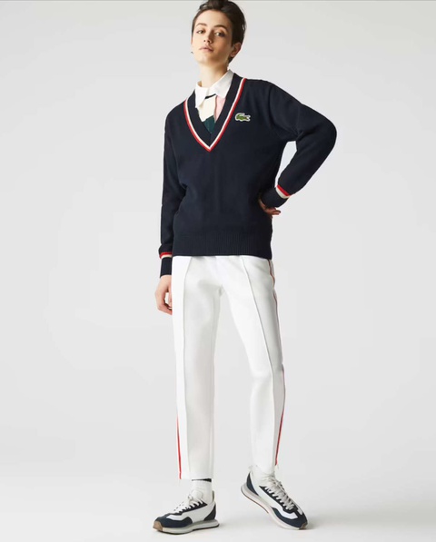 LACOSTE - Granatowy sweter z dzianiny - zdjęcie produktu nr 1
