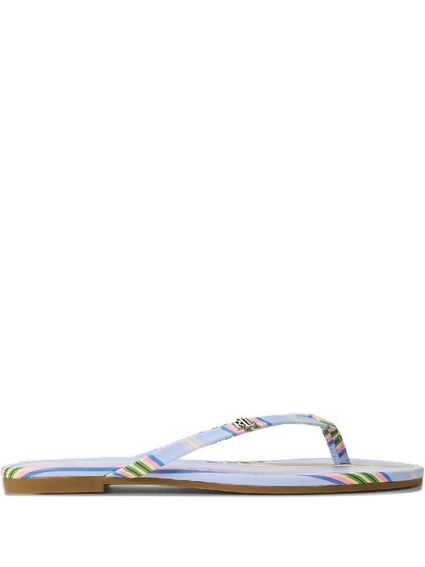 Lauren Ralph Lauren striped logo-plaque flip-flops - Blue - zdjęcie produktu nr 1