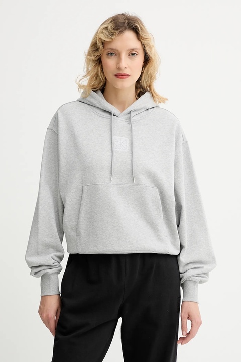 Calvin Klein bluza damska kolor szary z kapturem gładka LV044D204G - zdjęcie produktu nr 1