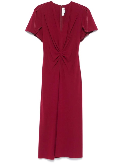 Victoria Beckham gathered V-neck midi dress - zdjęcie produktu nr 1