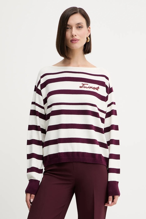 Twinset sweter z domieszką wełny damski kolor bordowy lekki 252TP3091 - zdjęcie produktu nr 1