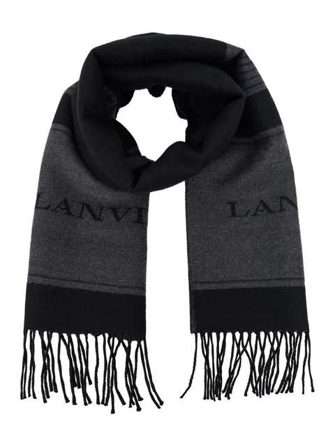 Lanvin logo fringed scarf - Grey - zdjęcie produktu nr 1