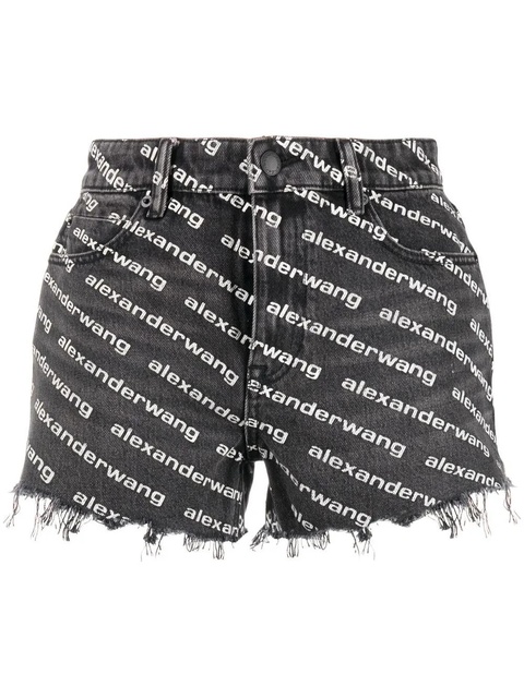 Alexander Wang Bite logo-print denim shorts - Grey - zdjęcie produktu nr 1