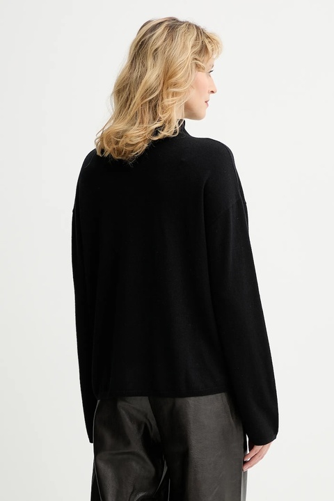 Marc O'Polo sweter z dodatkiem wełny damski kolor czarny lekki z półgolfem 509511860481 - zdjęcie produktu nr 2